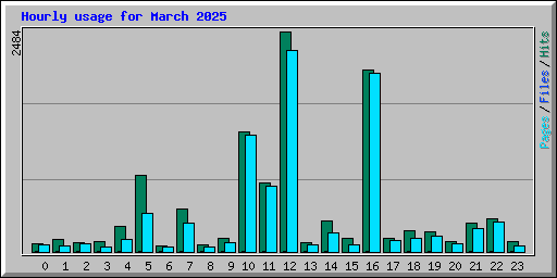 Hourly usage for March 2025